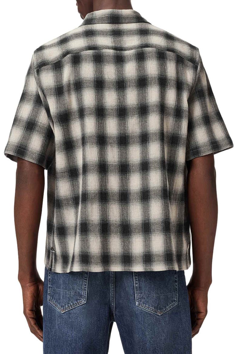 Shadow Plaid Short Sleeve Button-Up Shirt, Alternate, color, OFF WHITE