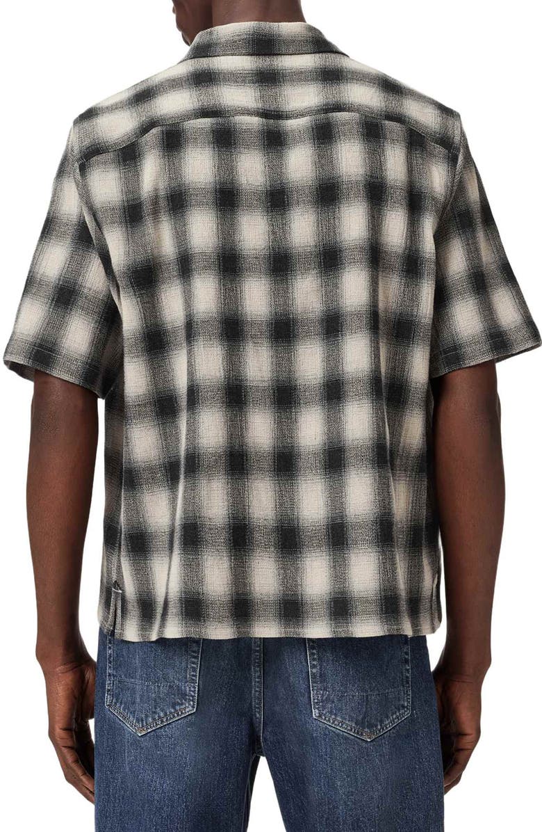AllSaints Shadow Plaid Short Sleeve Button-Up Shirt, Alternate, color, Off White