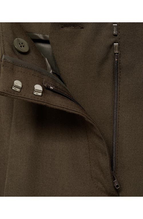 Shop Mango Wide Leg Suit Pants In Khaki Brown