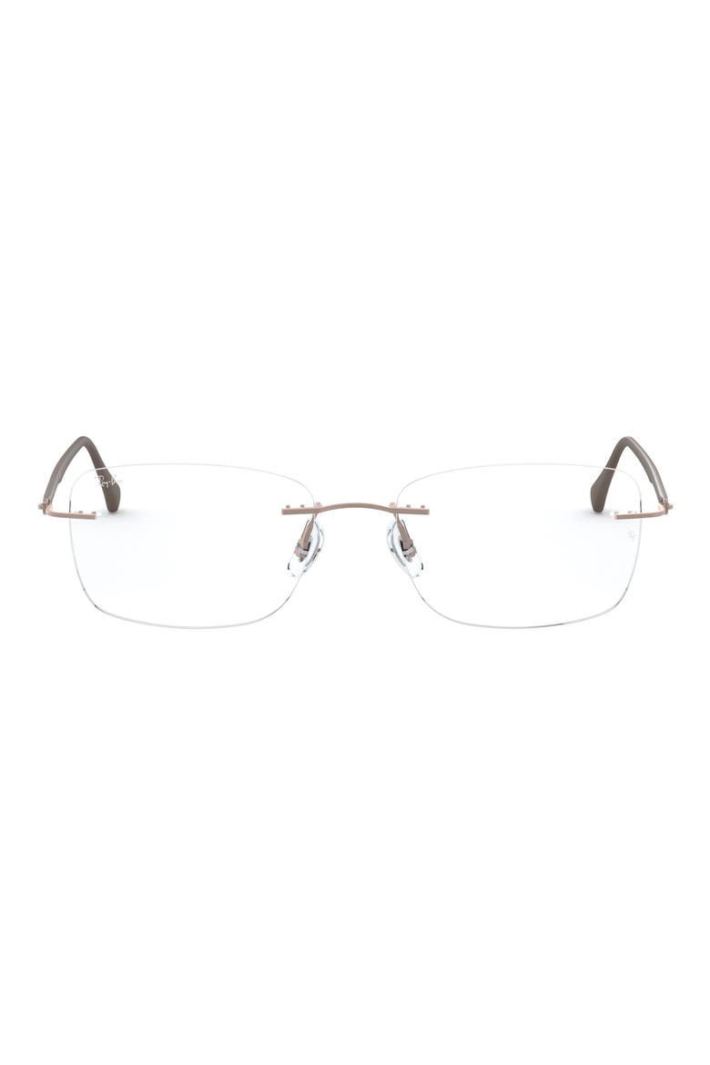 52mm Rectangular Optical Glasses, Main, color, BROWN