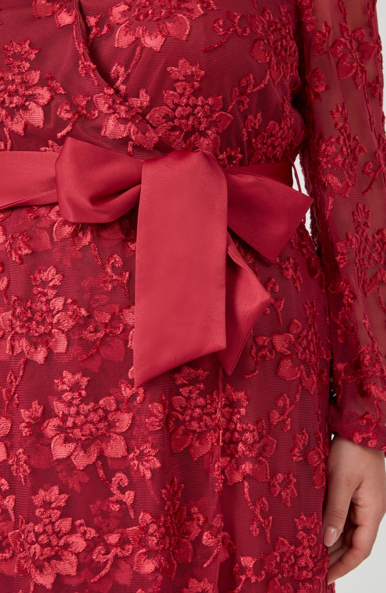 Estelle Radiance Glow Long Sleeve Faux Wrap Midi Dress, Alternate, color, Raspberry