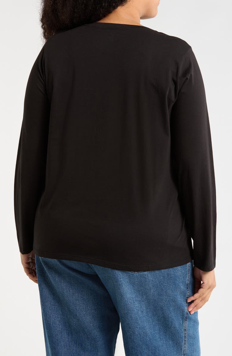 Eileen Fisher Crewneck Long Sleeve Organic Cotton T-Shirt, Alternate, color, Black