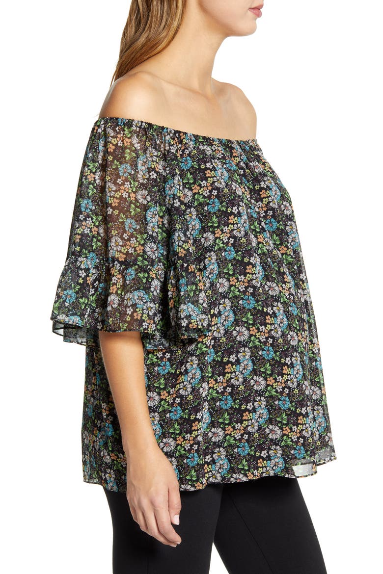 Off the Shoulder Maternity Blouse, Alternate, color, TEA GARDEN