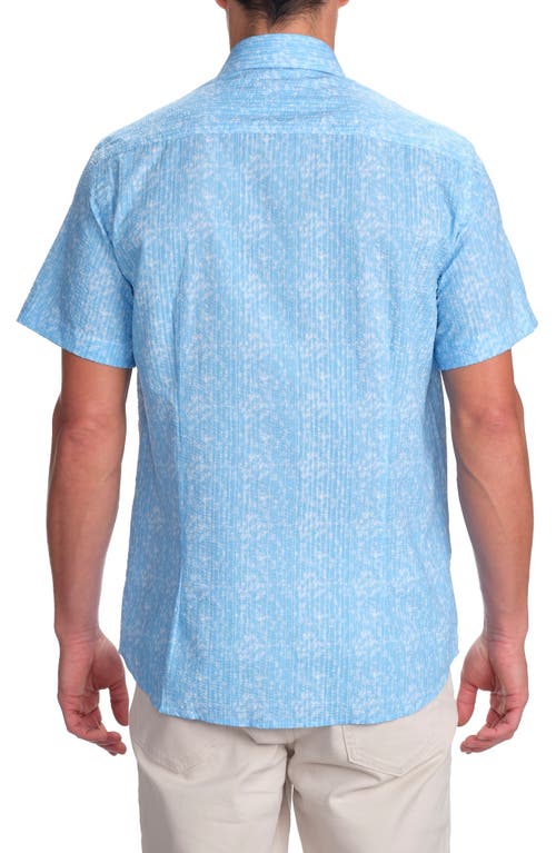 Studio Garnet Los Angeles Coastal Breeze Short Sleeve Cotton Seersucker Button-up Shirt In Blue