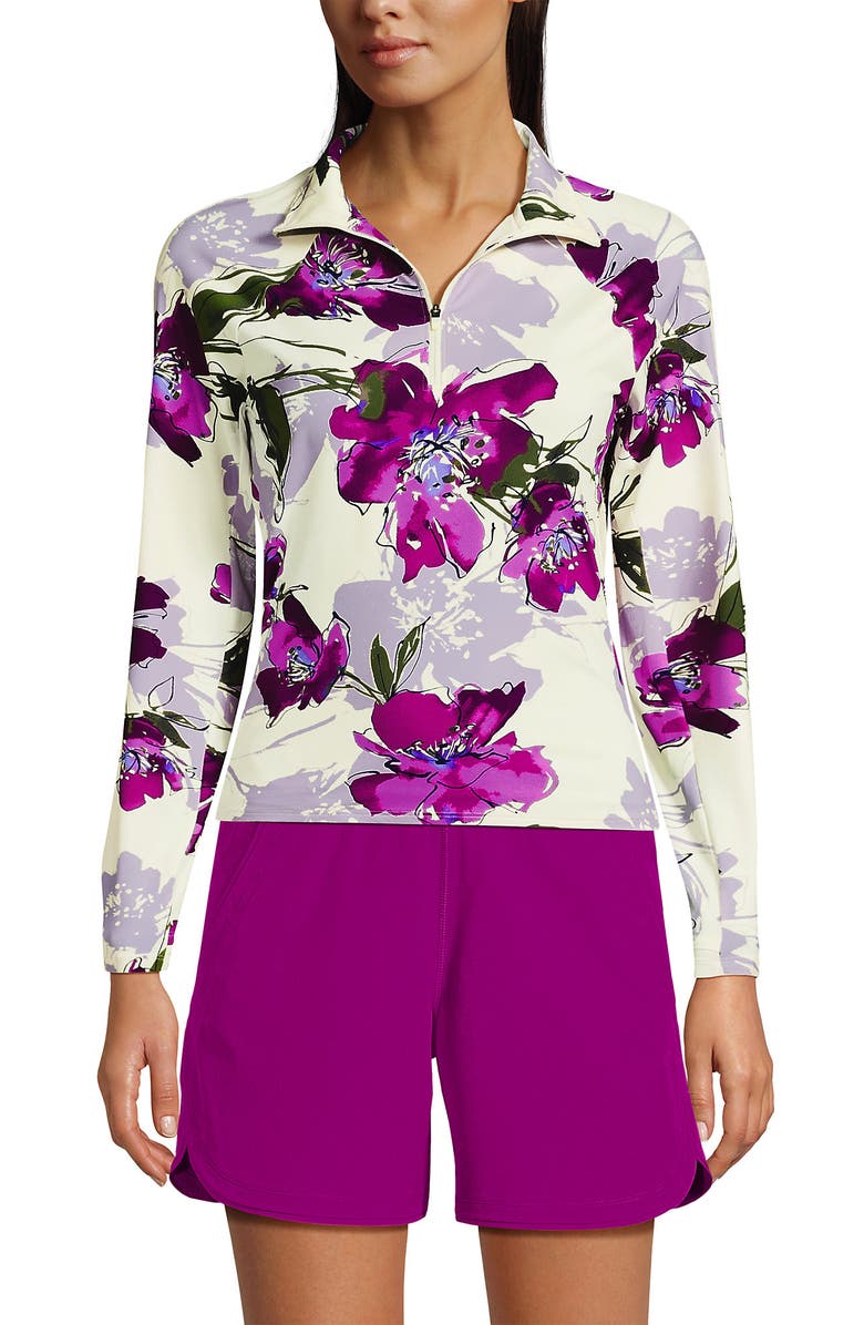 Lands' End Long Sleeve Rash Guard Cover-up UPF 50, Alternate, color, White