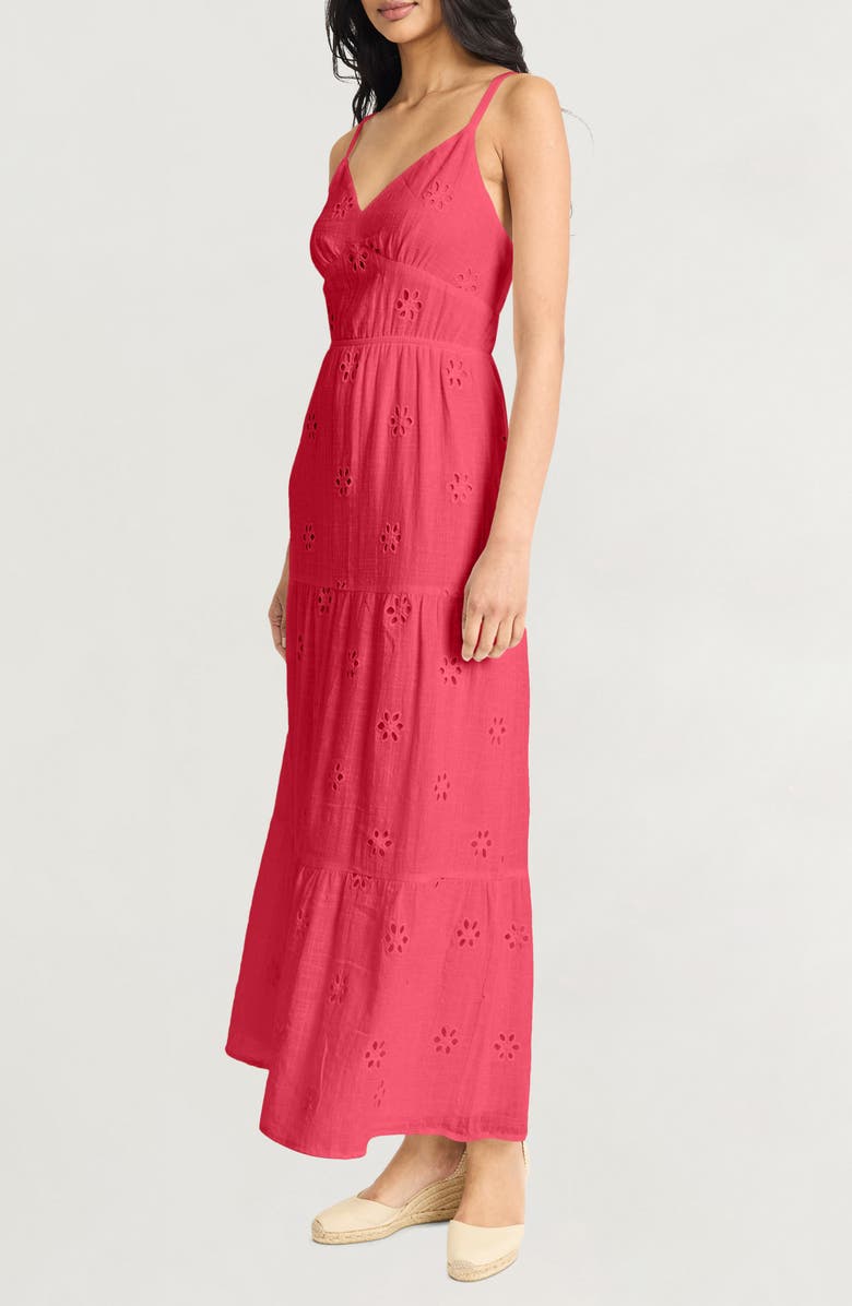 The Good Journey Eyelet Cotton Midi Sundress, Alternate, color, Claret Red