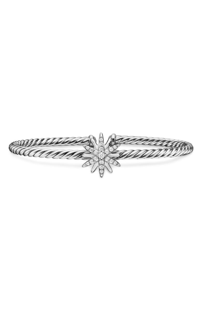 David Yurman Starburst Center Station Bracelet in Sterling Silver with Diamonds, 3mm, Main, color, Diamond/ Silver