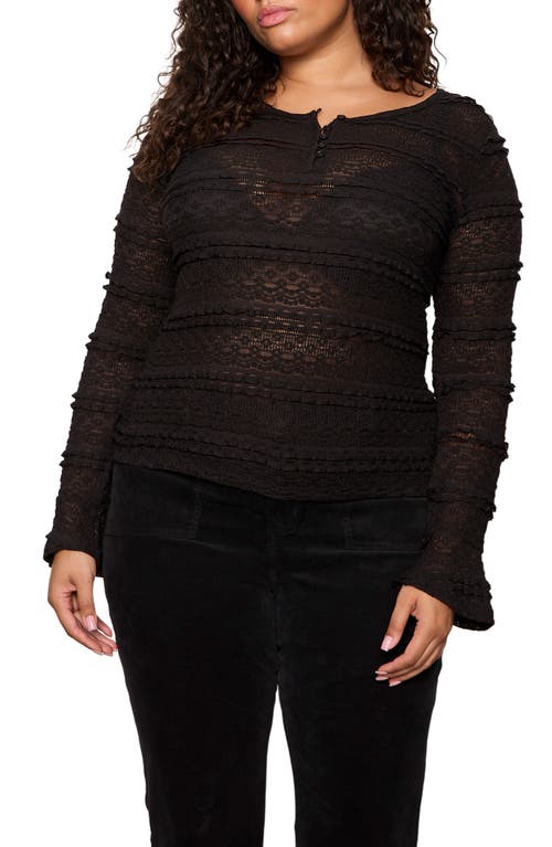 Sanctuary Lovely Lace Long Sleeve Shirt In Black