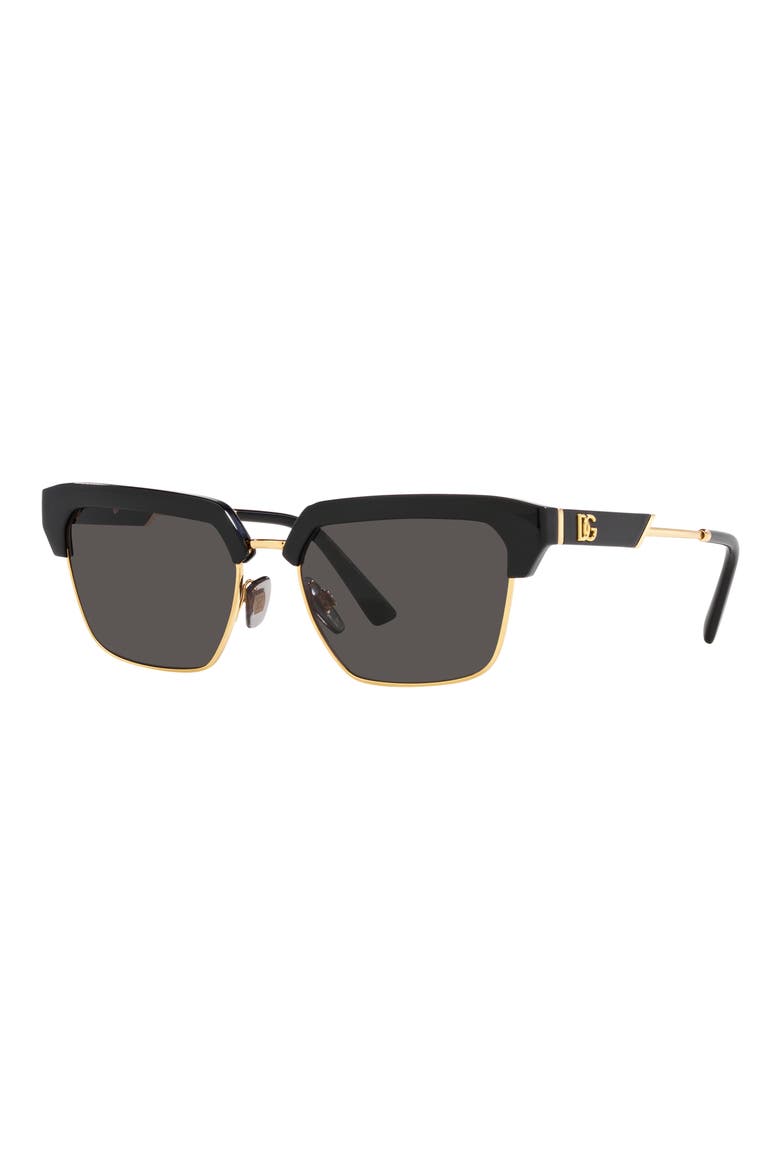 55mm Square Sunglasses, Alternate, color, BLACK