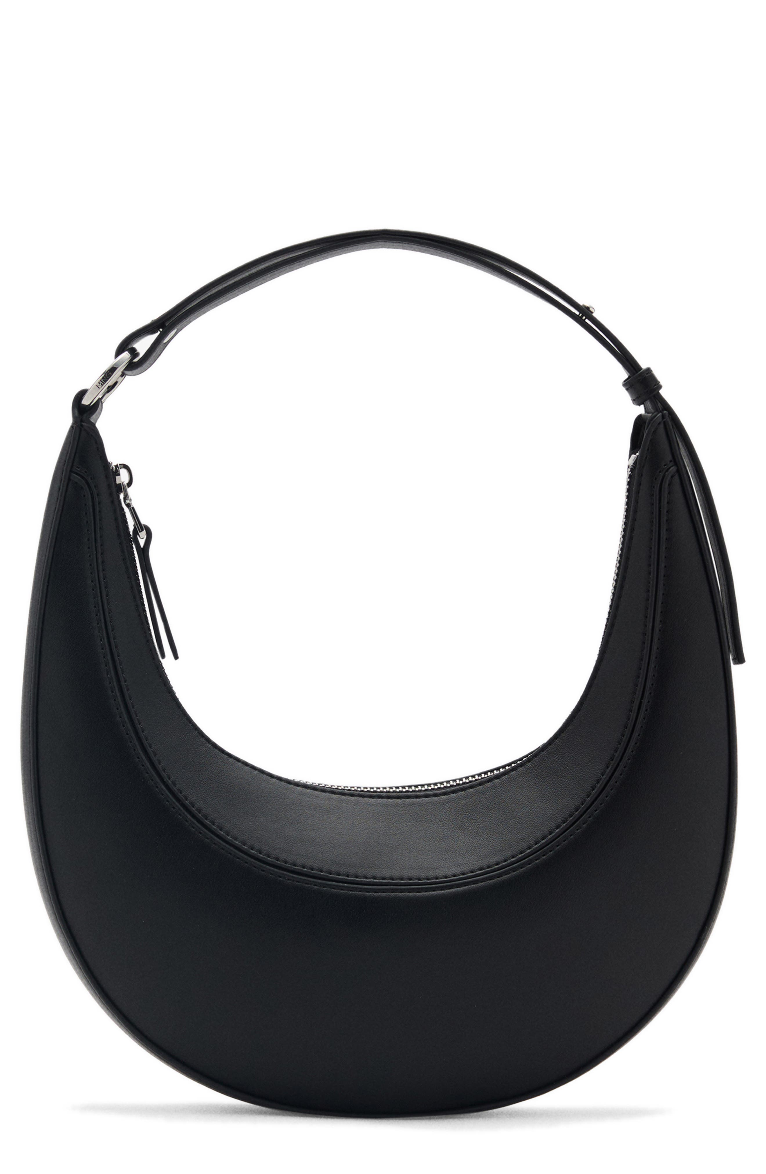 MANGO Oval Faux Leather Shoulder Bag, Main, color, 