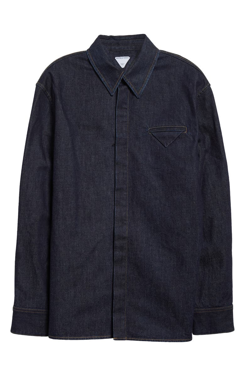 Bottega Veneta Cotton Denim Button-Up Shirt, Alternate, color, 4245 Indigo