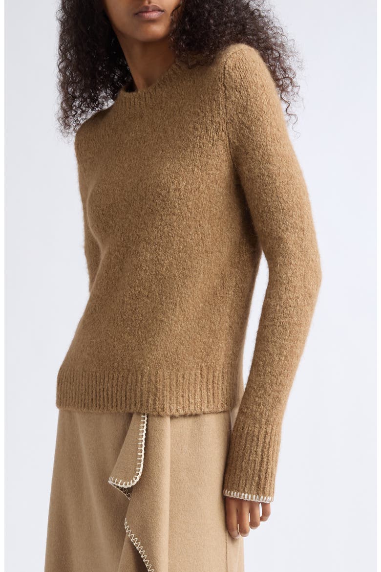Brushed Boucle Crewneck Sweater, Alternate, color, CAMELETTO/ CLASSIC CR