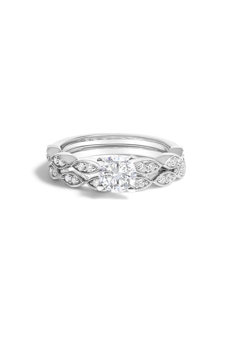 14K White Gold 1.0 Cttw Lab Grown Diamond Vintage Style Marquise Link Bridal Ring Set, Main, color, White