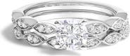 Haus of Brilliance 14K White Gold 1.0 Cttw Lab Grown Diamond Vintage Style Marquise Link Bridal Ring Set