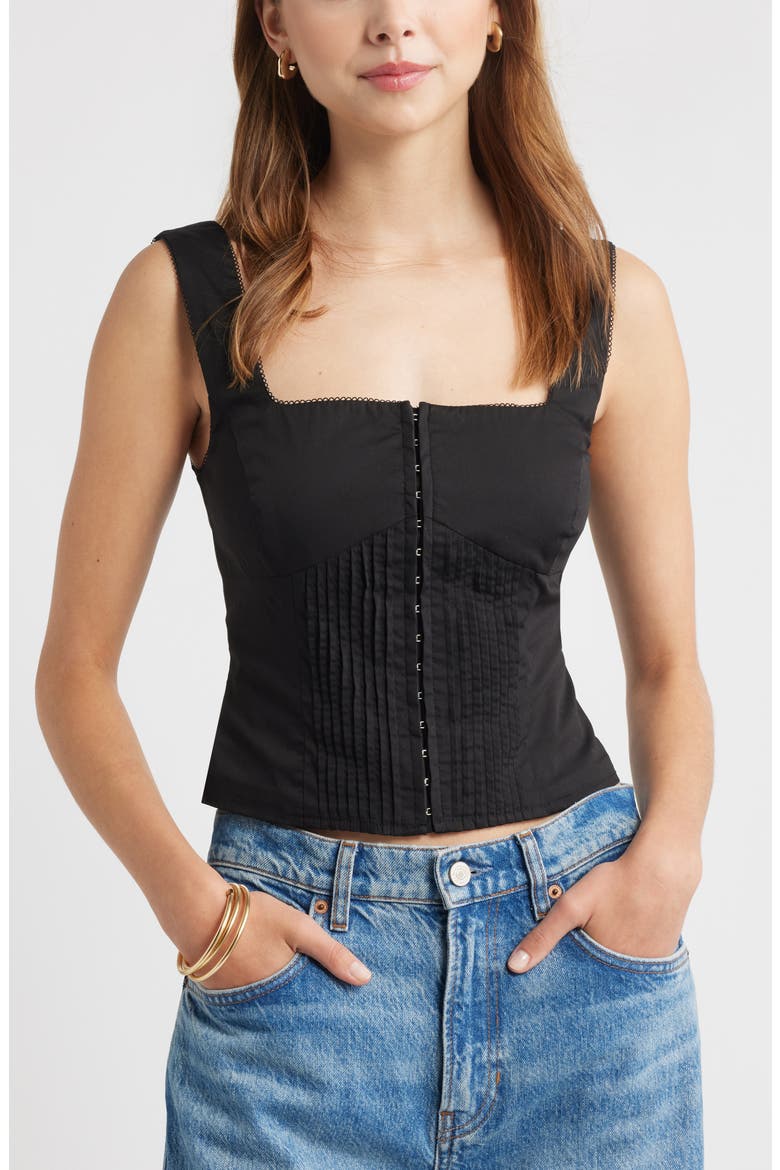 Pintuck Bustier Top, Main, color, BLACK