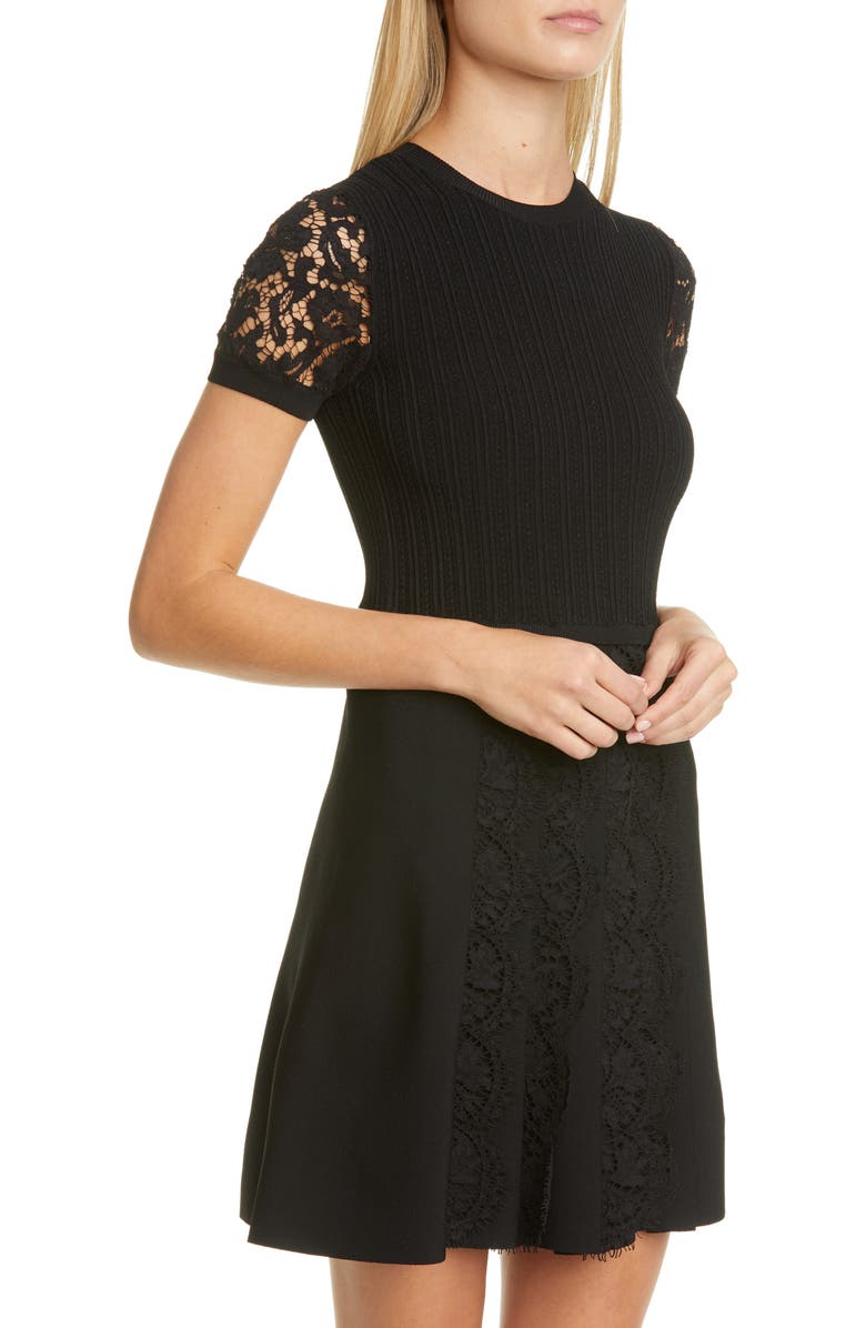 Valentino Lace Detail Sweater Minidress, Alternate, color, 
