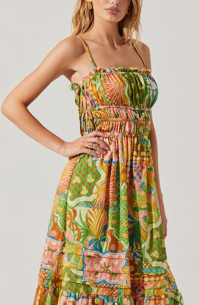 ASTR the Label Elisabeth Mix Print A-Line Dress, Alternate, color, Mosaic Green Multi