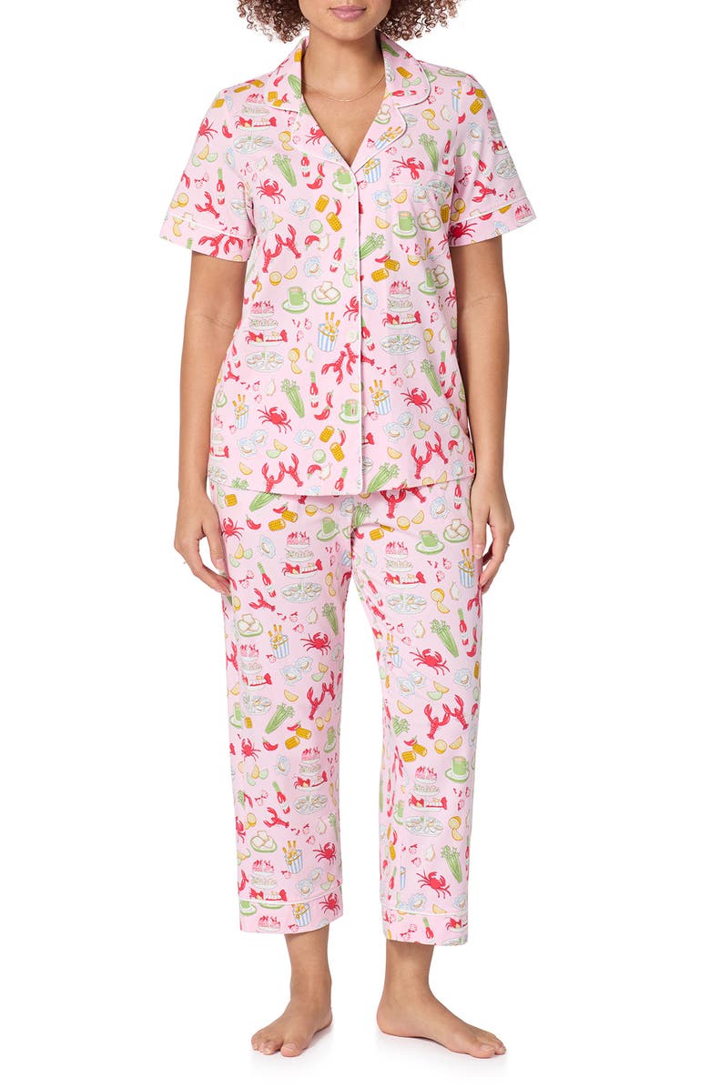 BedHead Pajamas Stretch Cotton Crop Pajamas, Alternate, color, French Quarter