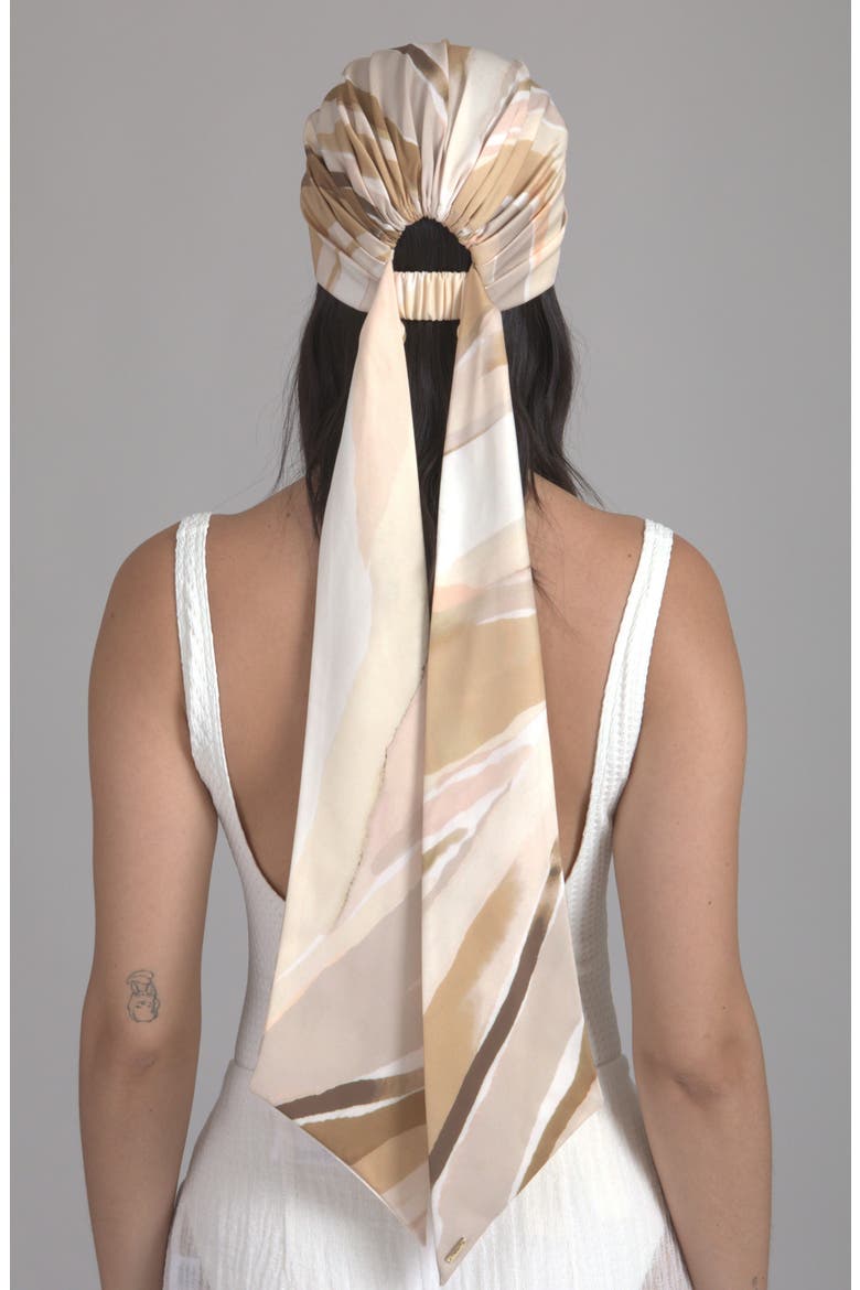 Gigi Satin Head Wrap, Alternate, color, IVORY/ BEIGE