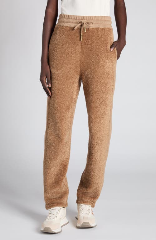 Moncler Mixed Media Fleece Sweatpants In Brown