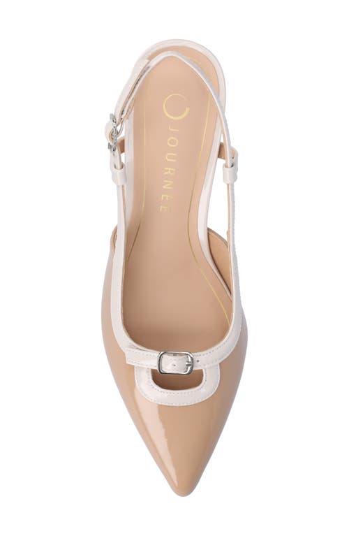 Shop Journee Collection Padma Slingback Kitten Heel Pump In Beige Patent