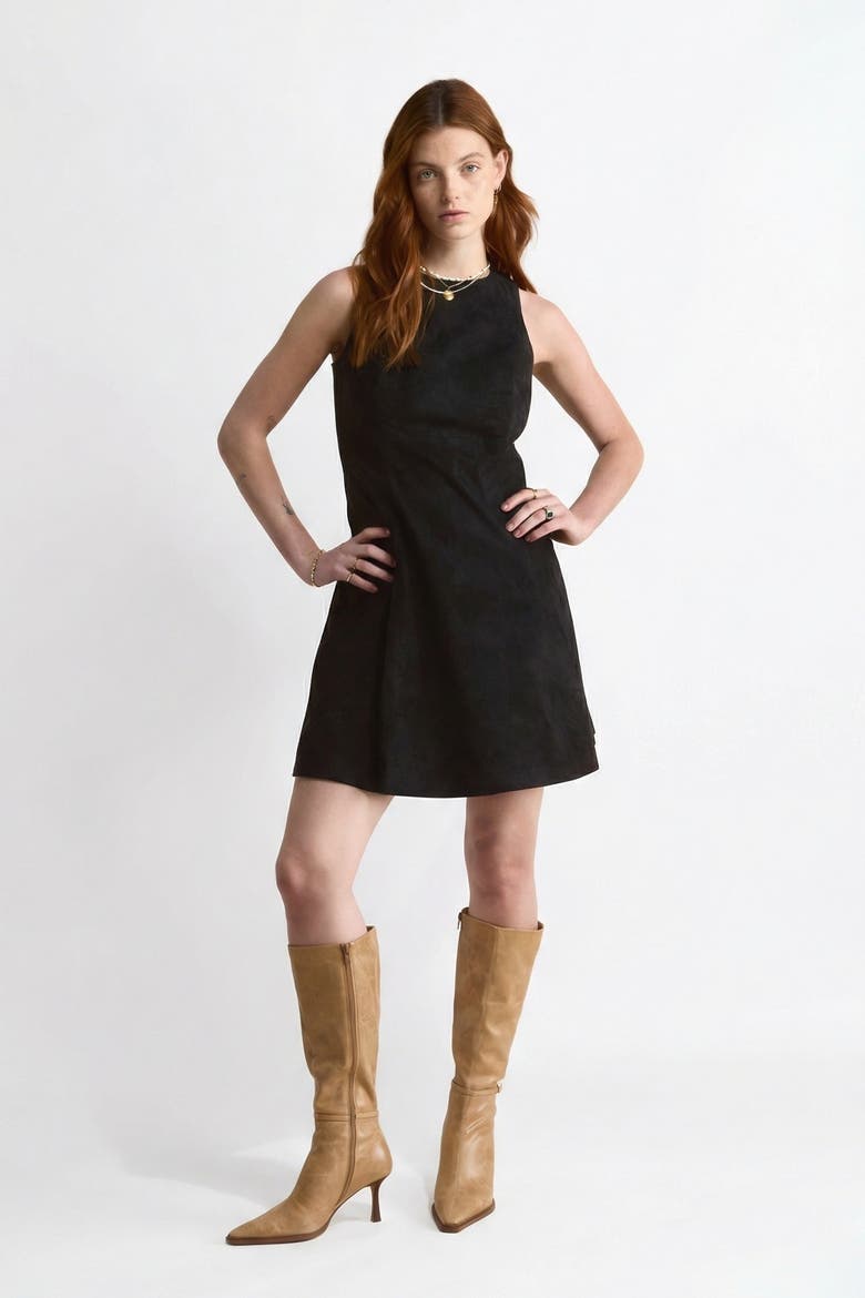Helene Suede Dress, Main, color, Black