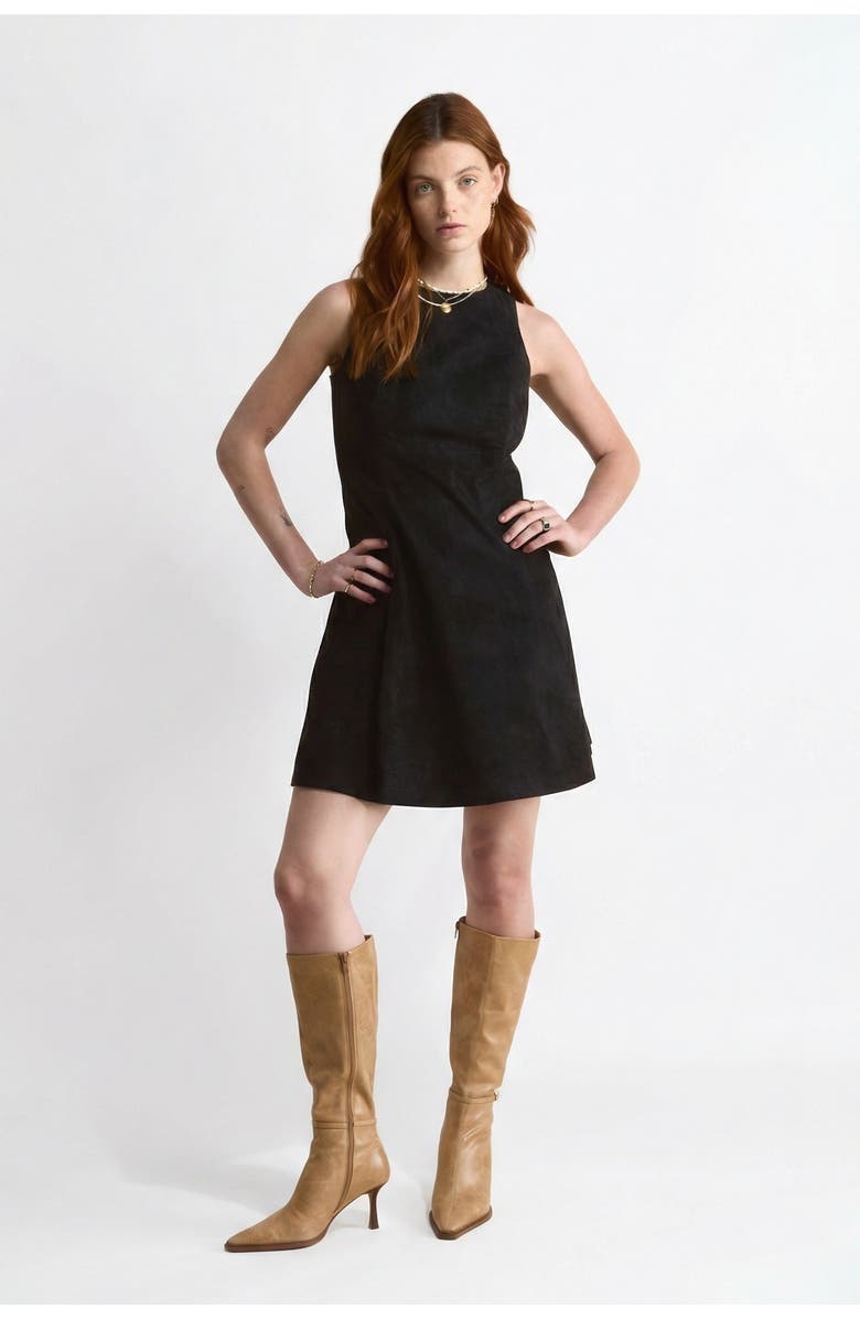 FURNIQ UK Helene Suede Dress, Main, color, Black