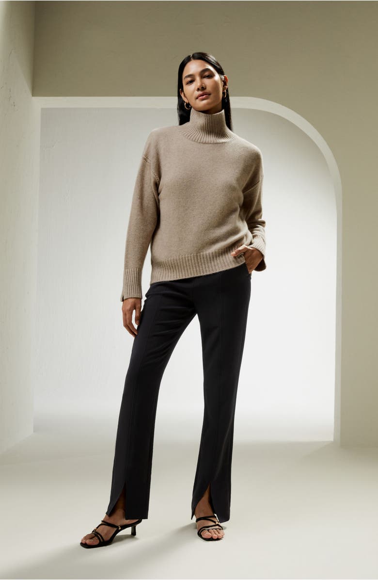 Lilysilk Women's Turtleneck Relaxed-Fit Cashmere Sweater, Alternate, color, Beige