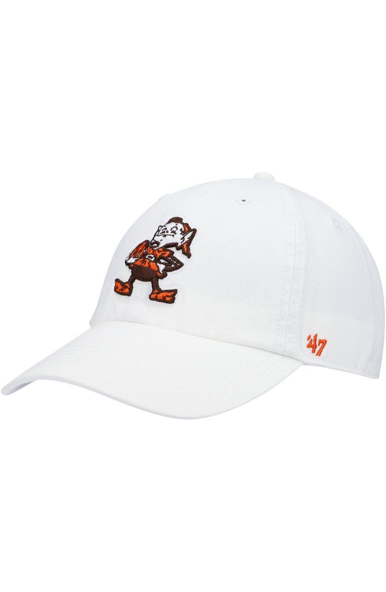 '47 Men's '47 White Cleveland Browns Clean Up Brownie The Elf Legacy Adjustable Hat, Main, color, 