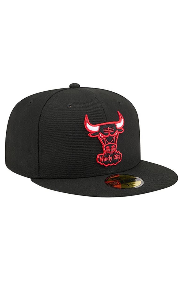 New Era Men
s New Era  Black Chicago Bulls Core Logo 59FIFTY Fitted Hat, Alternate, color, Black