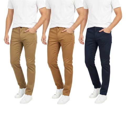 Mens 3 Pack Chinos Slim Fit Stretch Pants