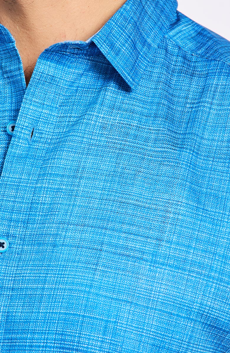 Robert Graham Roth Short Sleeve Cotton Button-Up Shirt, Alternate, color, Light Blue