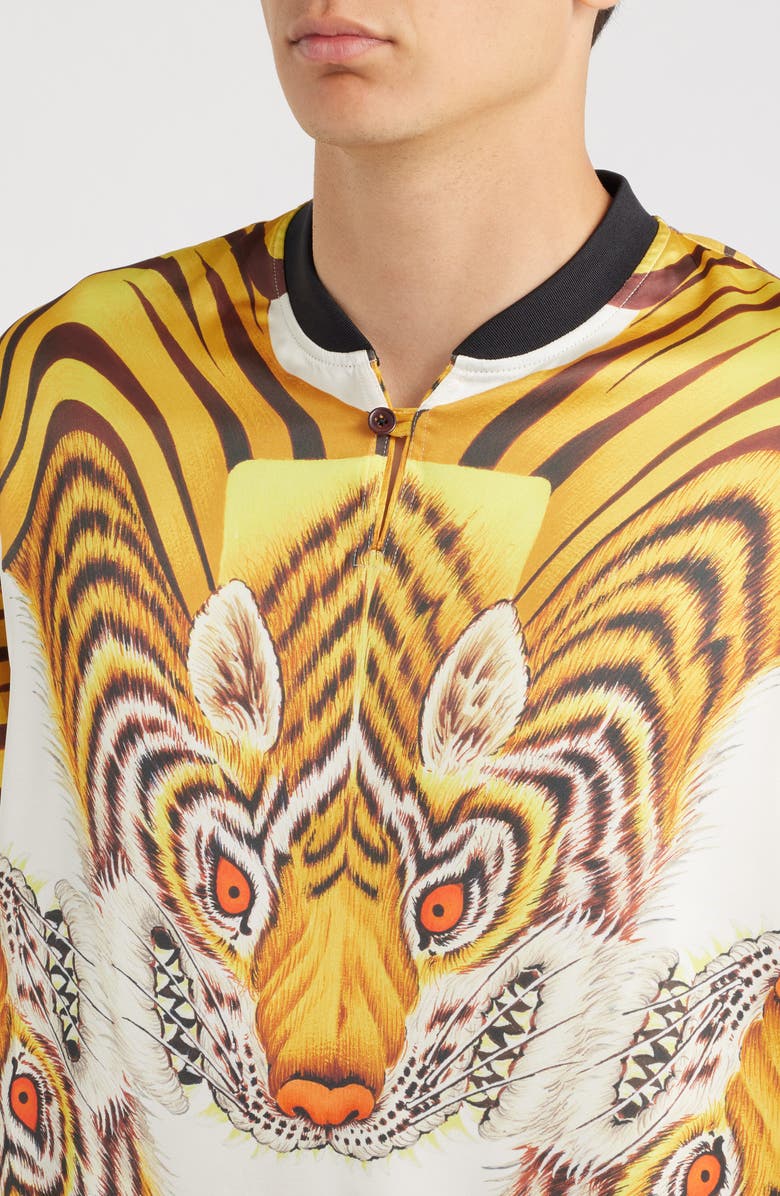 Y-3 Tiger Graphic Satin Jersey Polo, Alternate, color, Multicolour