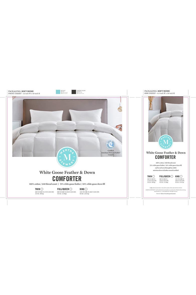 Martha Stewart 240 Thread Count White Goose Feather & Down Comforter - King, Alternate, color, WHITE