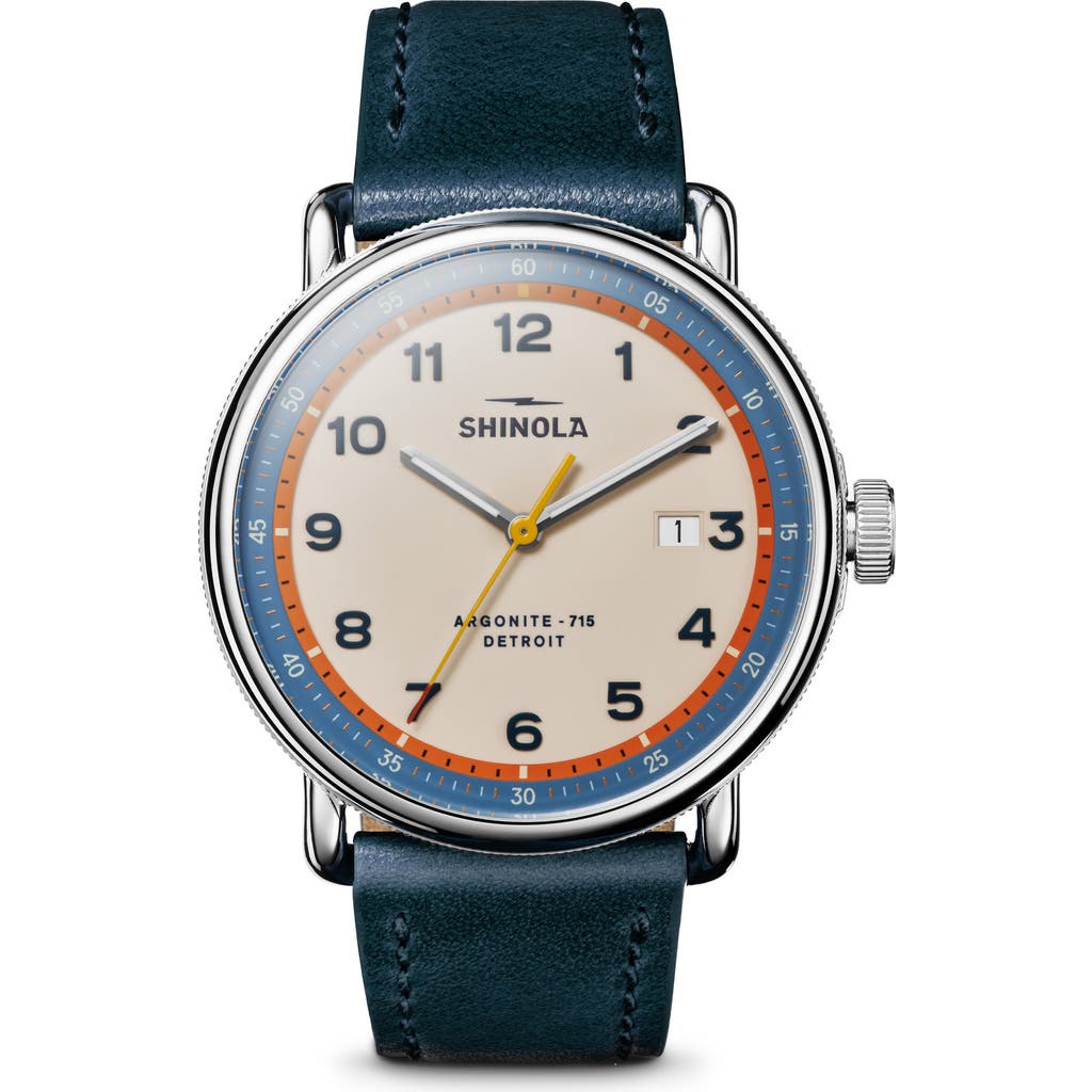 Shinola Canfield Leather Strap Watch, 43mm in Cream  product