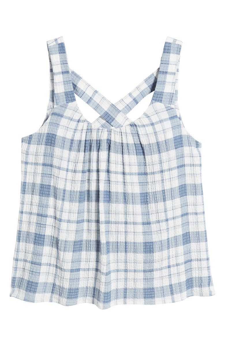 Caslon<sup>®</sup> Plaid Cross Back Woven Tank, Alternate, color,