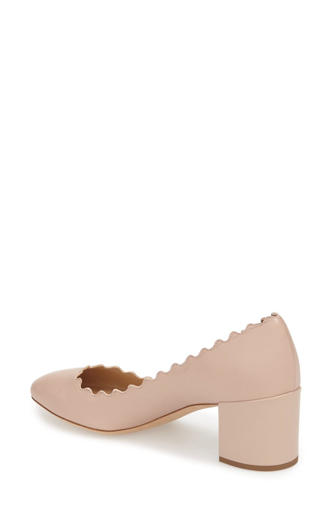 Chloé Lauren Scalloped Pump, Alternate, color, Pink Tea Leather