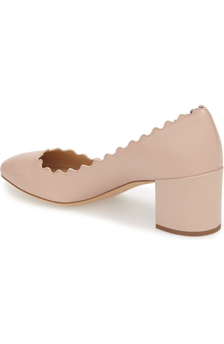 Chloé Lauren Scalloped Pump, Alternate, color, Pink Tea Leather