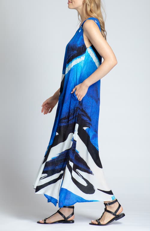 APNY APNY PRINT V-NECK SLEEVELESS CHIFFON MIDI DRESS