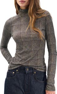 rag & bone Shaw Paneled Plaid Turtleneck T-Shirt