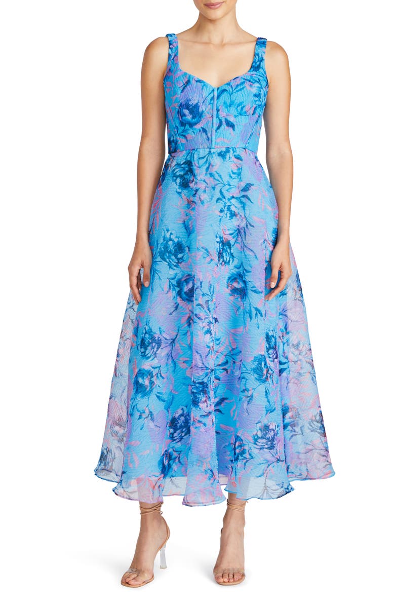 ML Monique Lhuillier Elodie Sleeveless Organza Midi Dress, Main, color,