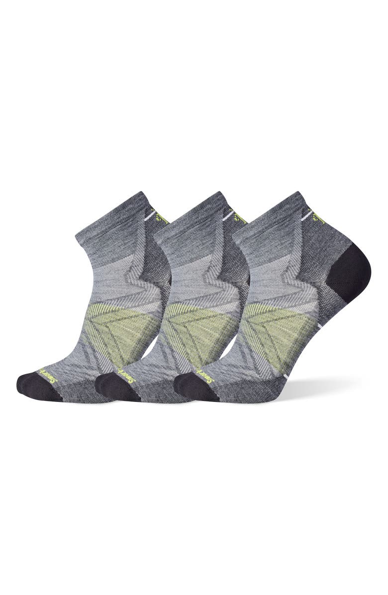 Smartwool 3-Pack Run Zero Cushion Ankle Socks, Main, color, Run Medium Gray