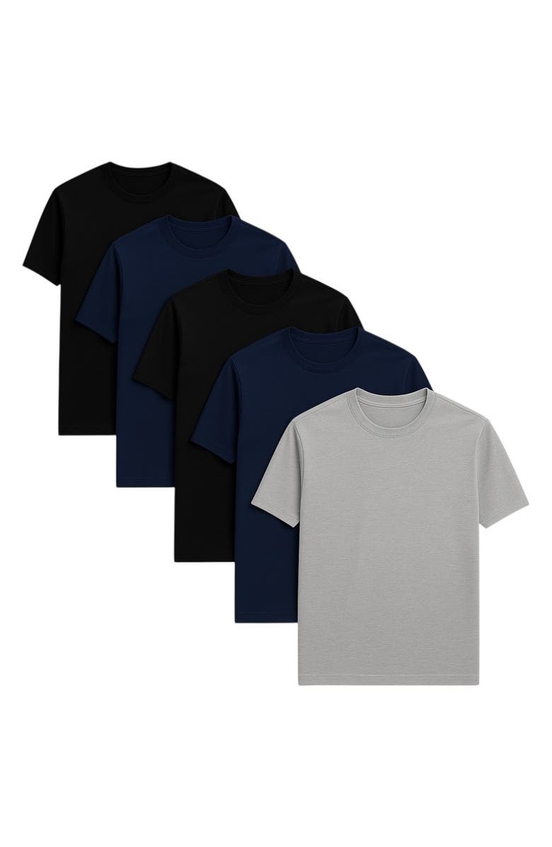 BenBen 6 Pack Mens Tee Shirt 100% Cotton Super Soft, Alternate, color, Black/Navy/Grey