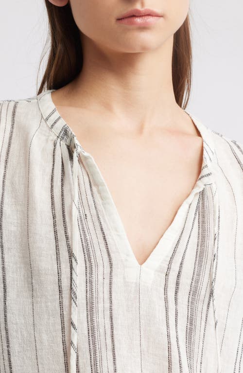 RAILS RAILS CATERINA STRIPE LINEN BLEND PEASANT BLOUSE 