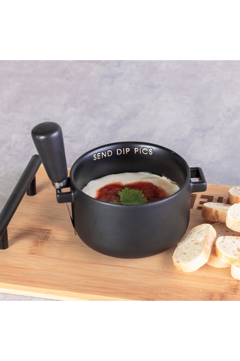 Send Dip Pics Bowl w/ Spreader Ceramic Black, Alternate, color, Black