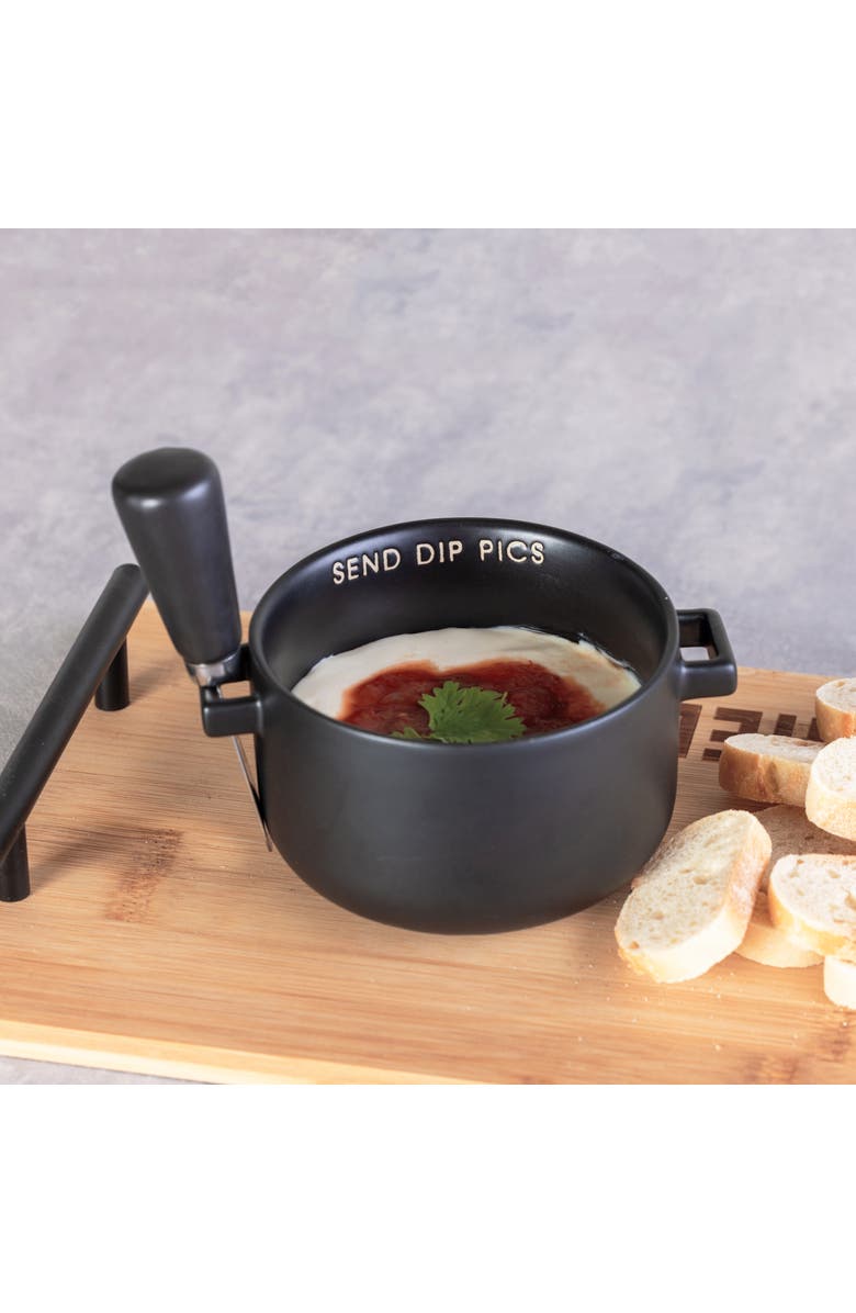 Totalee Gift Send Dip Pics Bowl w/ Spreader Ceramic Black, Alternate, color,