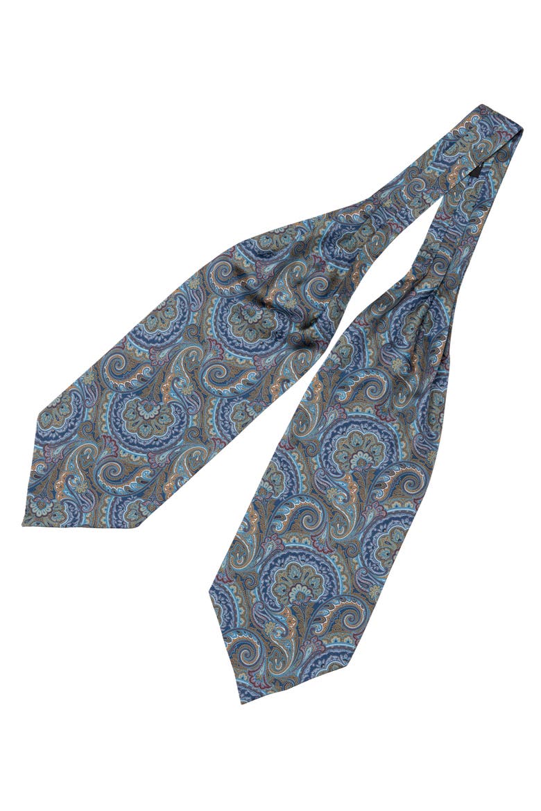 Latino - Silk Ascot Cravat Tie for Men, Alternate, color, Petrol Blue