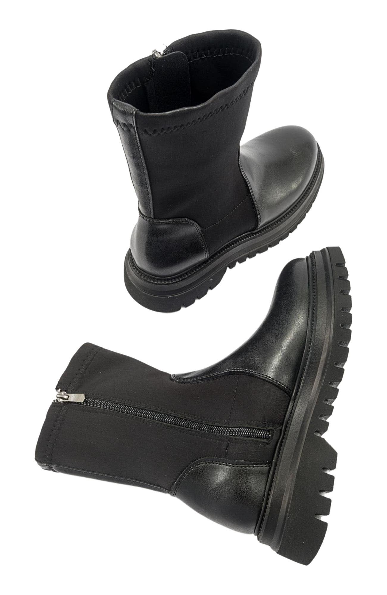 Prologue Shoes Alias Zip Boot, Alternate, color, Black Faux Leather
