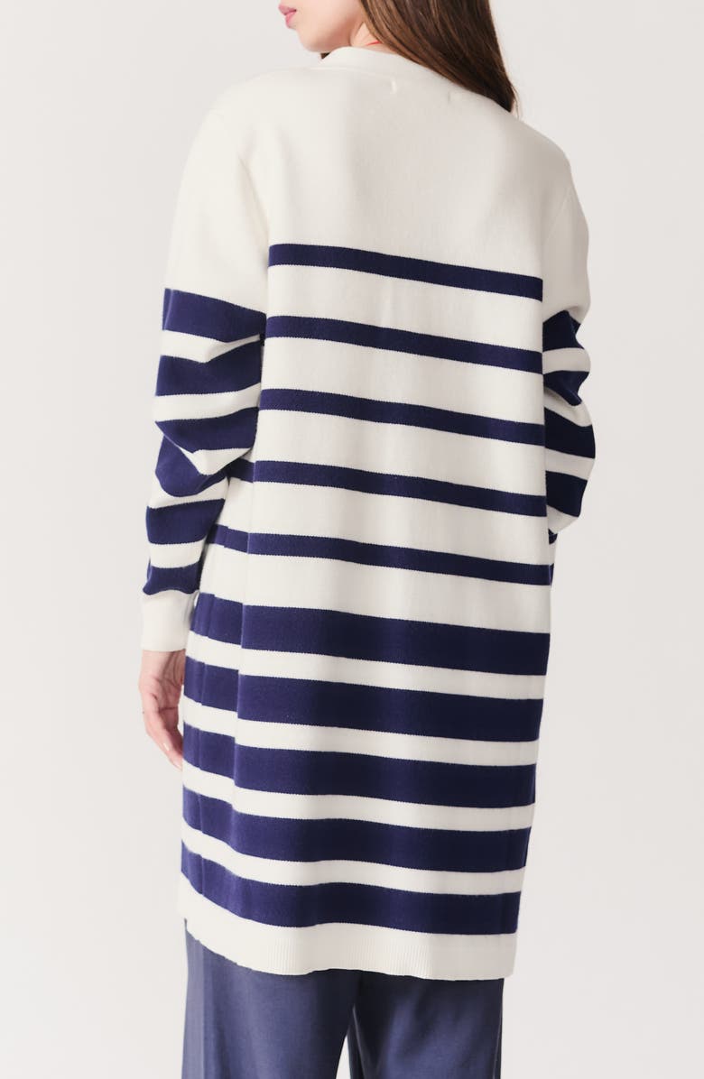 DELUC Lagos Stripe Open Front Cardigan, Alternate, color, Off White With Navy Stripes