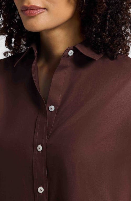 Foxcroft Meghan Solid Cotton Button-up Shirt In Brown